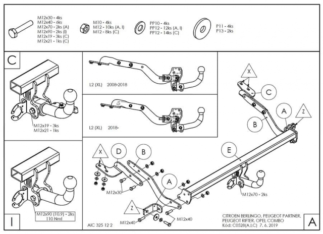 Фаркоп швидкознімний Citroen Berlingo 2008-2018 (Long 4680 мм) #8