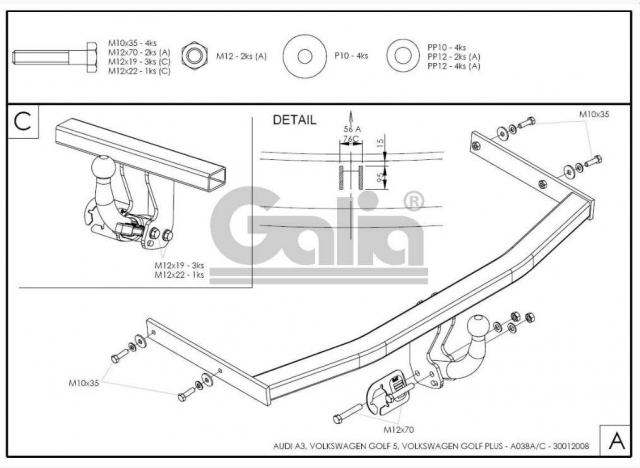 Фаркоп швидкознімний Audi A3 2003-2012 (3 двері) #9