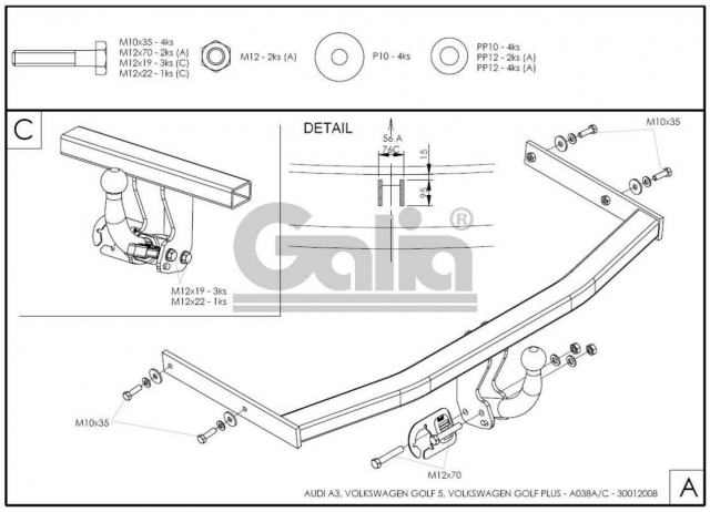 Фаркоп швидкознімний Volkswagen Golf VI 2008-2012 (+4Х4) #16