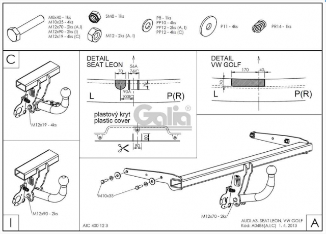 Фаркоп швидкознімний Audi A3 2012-2020 #10
