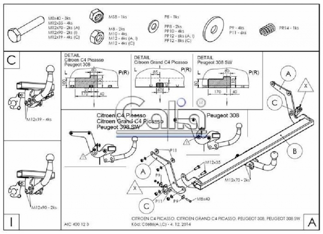 Фаркоп швидкознімний Citroen C4 Grand Picasso 2013-2022 #11