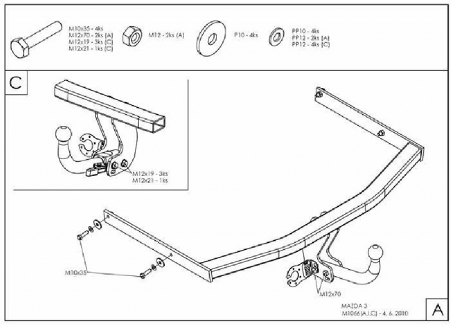 Фаркоп знімний Mazda 3 2009-2013 #2