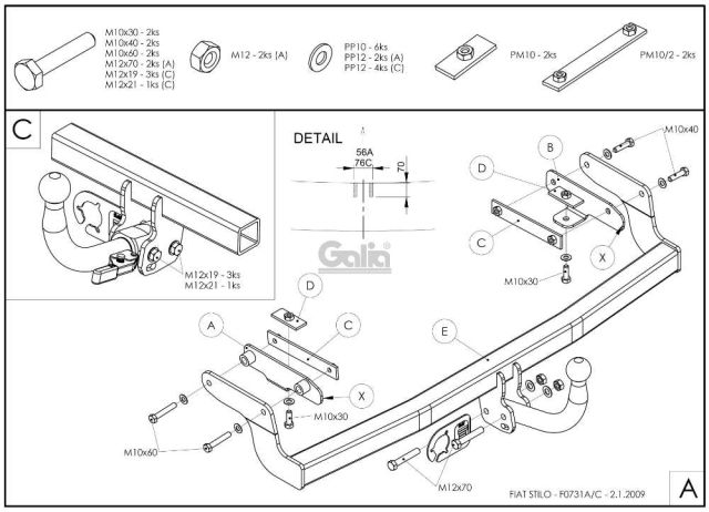 Фаркоп швидкознімний Fiat Stilo 2001-2007 (хетчбек) #2