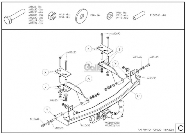 Фаркоп знімний Fiat Punto 1999-2011 #9