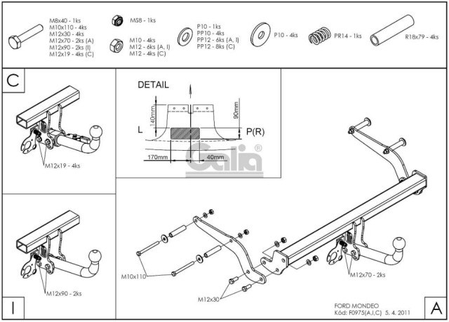 Фаркоп швидкознімний Ford Mondeo 2000-2007 #17