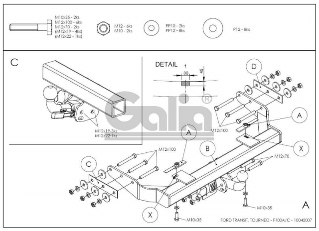 Фаркоп швидкознімний Ford Transit 2000-2006; 2006-2013 (без підніжки) #2