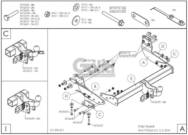 Фаркоп швидкознімний Ford Transit 2014- #4