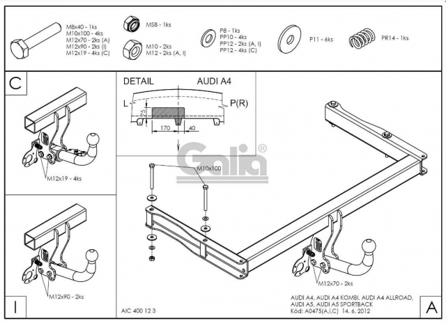 Фаркоп швидкознімний Audi A4 2007-2015 (+Allroad, S-Line) #11