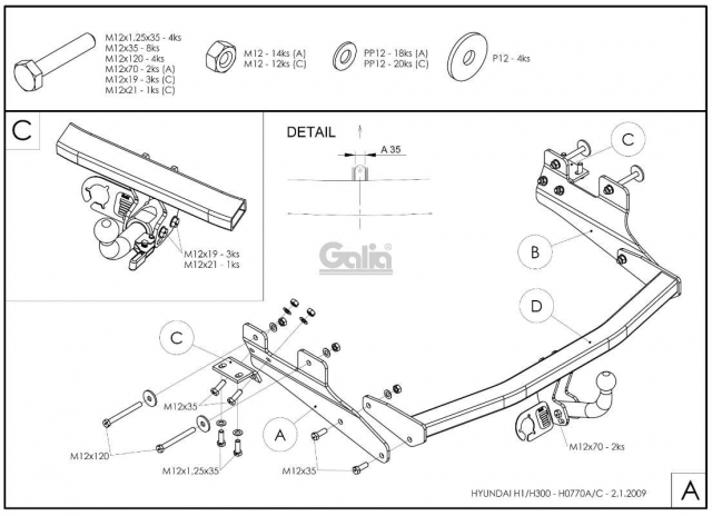 Фаркоп швидкознімний Hyundai H1 2008-2020 #5