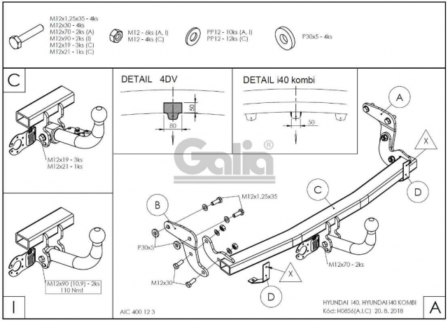 Фаркоп швидкознімний Hyundai i40 2011- #20