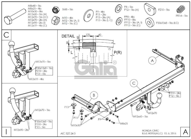 Фаркоп знімний Honda Civic 2011-2017 (хетчбек 5 дв.) #2