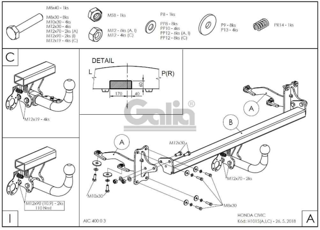 Фаркоп знімний Honda Civic 2016-2021 (седан) #2