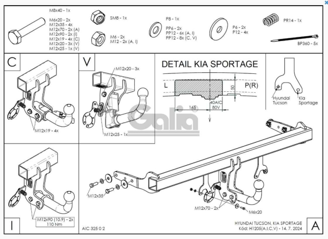Фаркоп швидкознімний Kia Sportage 2021-2024+ (+Hybrid) #13