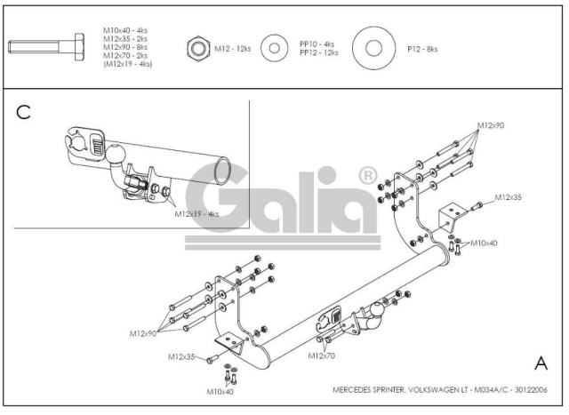 Фаркоп знімний Mercedes Sprinter W901-905 1995-2006 (середня та довга база без підніжки) #8