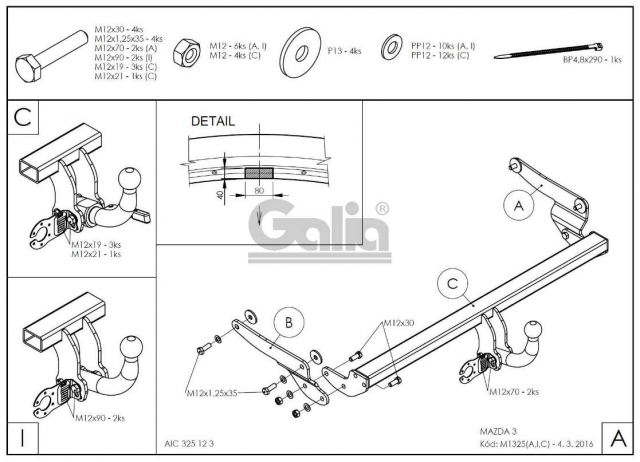 Фаркоп швидкознімний Mazda 3 2013-2019 (хетчбек) #11