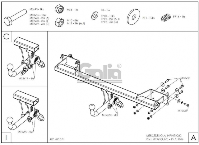 Фаркоп знімний Mercedes GLA-class X156 2013-2019 #2