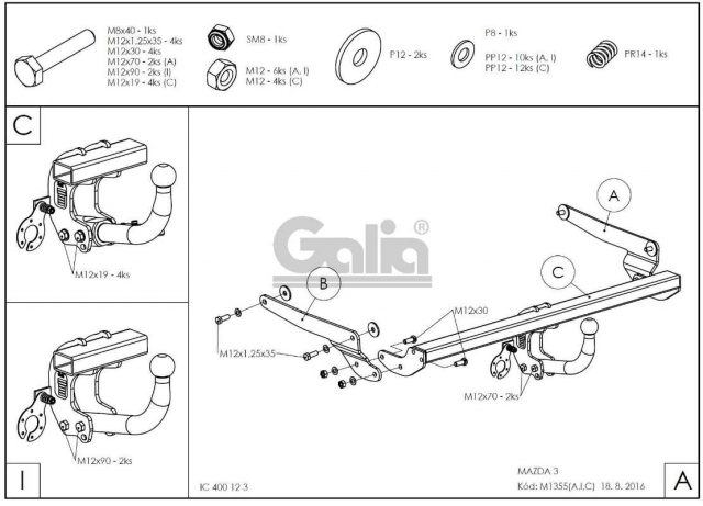 Фаркоп швидкознімний Mazda 3 2013-2019 (седан) #10