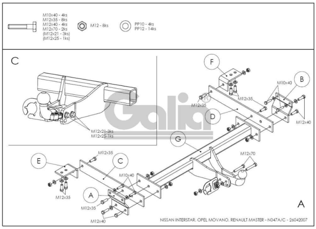 Фаркоп швидкознімний Nissan Interstar 1998-2010 #11