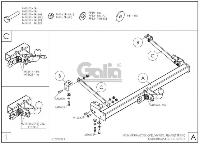 Фаркоп знімний Opel Vivaro 2001-2014 #9