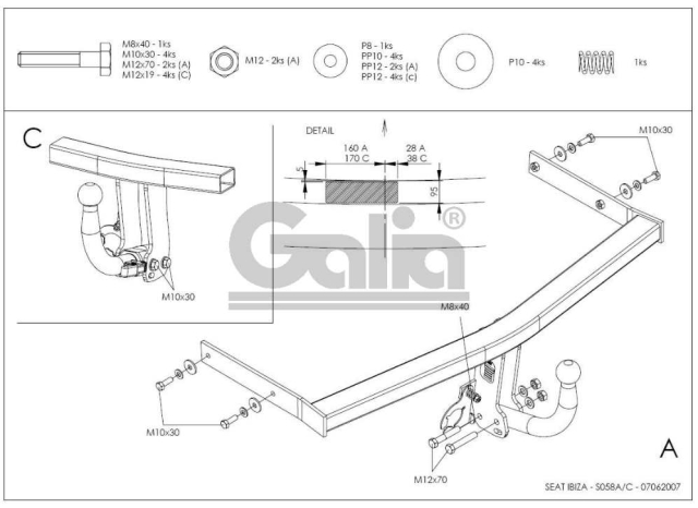 Фаркоп знімний Seat Ibiza 2002-2008 (хетчбек) #8