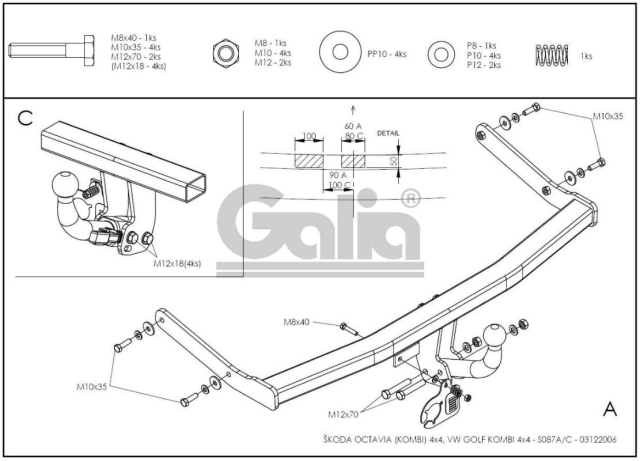 Фаркоп швидкознімний Skoda Octavia A4 1998-2010 (седан, універсал) 4Х4 #2