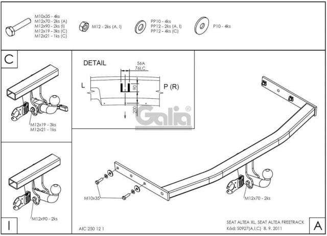 Фаркоп швидкознімний Seat Altea 2007-2015 (Freetrack, XL) #10