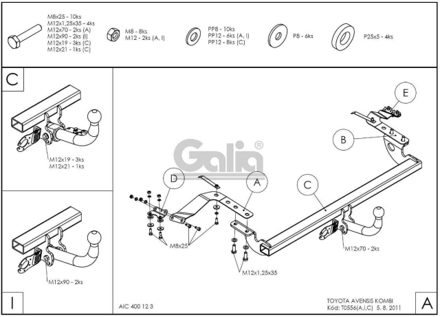 Фаркоп знімний Toyota Avensis 2003-2009 (універсал) #2