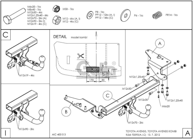 Фаркоп знімний Toyota Avensis 2009-2015 (седан, універсал) #2