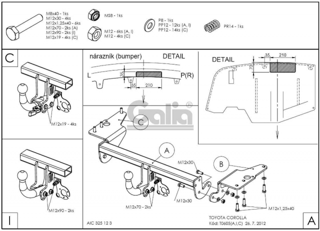 Фаркоп знімний Toyota Corolla E15 2006-2012 (седан) #2