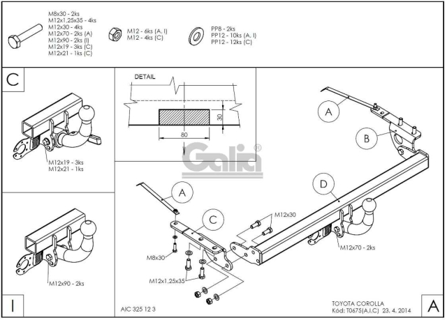 Фаркоп швидкознімний Toyota Corolla E12 2000-2006 (хетчбек) #13