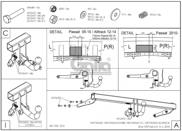 Фаркоп знімний Volkswagen Passat B6 2005-2010 (седан, універсал) #2